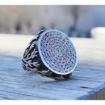 925 Ayar Esmaül Hüsna Lale Desenli Gümüş Erkek Yüzüğü Gümüş