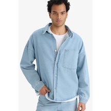 Defacto Oversize Geniş Kalıp Jean Uzun Kollu Gömlek F0382ax25aunm39 Mavi Defacto Oversize Geniş Kalıp Jean Uzun Kollu Gömlek F0382ax25aunm39 Mavi