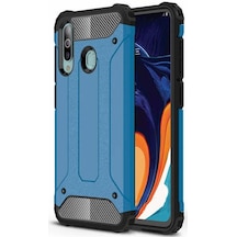 Noktaks - Samsung Galaxy Uyumlu Galaxy A20s - Kılıf Çift Katman Zırh Tank Crash Military Kapak - Mavi