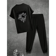 Uyguntarz Unisex Scream Siyah Tasarım Basklı Tshirt Eşofman Takımı