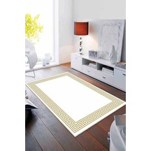 Krem Gold Çerçeveli Kaymaz Tabanlı Dekoratif Halı Rv038n11 Krem - Gold