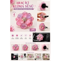 Pembe & Lila Mor Gold Varaklı Zirkon Taşlı Çiçek Araç İçi Klima Süsü