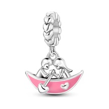 Fubena Kayık Çeken Sevgili Çift Sallantılı Charm Gümüş