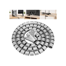 S-link Sl-195 22mm 20 Metre Gri Spiral Kablo Düzenleyici Toplayıcı Pratik Uygulama Aparatlı