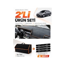 Fıat Linea 2007-2015 Uyumlu Torpido Örtüsü + Tay Tüyü Bagaj Çantası + Sticker - Siyah Kahverengi