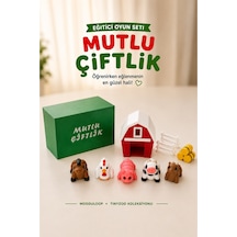 Çiftlik Oyun Seti Montessori İlhamlı Eğitici Oyuncak Hayvan Ve Aksesuarlar, İnek At Tavuk Keçi Domuz Ahır Mutlu Çiftlik