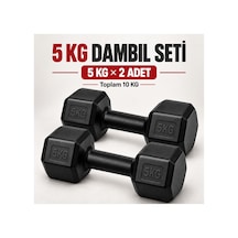 5 Kg X 2 Adet Siyah Altıgen Dambıl Seti Toplam 10 Kg