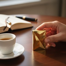 24k Altın Görünümlü Prizmatik Metal Çakmak - Elmas Kesim Prestij Serisi