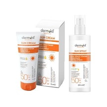 Dermokil Çok Yönlü Yüksek Koruyucu Güneş Kremi SPF50+ 75 ML + Aloe Vera Güneş Spreyi 200 ML