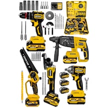 Steiner 21v Darbeli Kömürsüz 5'li Set Kırıcı Delici Hilti - Somun Sıkma Sökme - Testere - Matkap - Vidalama Sarı