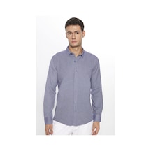 Tudors Erkek Modern Slim Fit Dar Kesim Uzun Kollu Pamuklu Kolay Ütü Armürlü Mavi Gömlek-31490-mavi Mavi