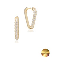 Brezza Lusso Jewelry 18k Serie Oro Zirkon Taşlı Üçgen Oval Gümüş Küpe