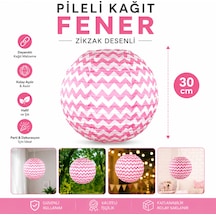 Pembe Zigzag Desenli Japon Feneri Kağıt Fener 30 Cm Doğum Günü Kına Nişan Parti Süsü Diğer