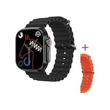 GS8 Watch 8 Ultra Akıllı Saat Siyah Watch 2.02 Inc Turuncu Silikon Kordon Hediye (İthalatçı Garantili)