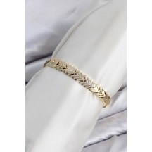 Cm Çavuş Model Zirkon Taşlı Vıp Seri Gold Renk Pirinç Kadın Bileklik Çok Renkli