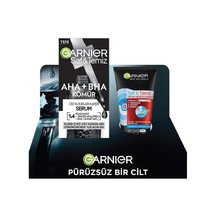 Garnier Saf & Temiz Aha+Bha Kömür İçerikli Yüz Bakım Serumu 30 ML + Siyah Nokta Karşıtı Temizleme Jeli 50 ML