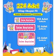 Sevimli Fil Temalı Okul Kreş Kişiye Özel İsim Etiket Seti - Model 174 Çok Renkli