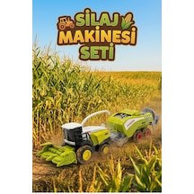 Die-cast Metal Silaj Makinesi Ve Römork Seti - Sürtmeli Çiftlik Oyuncak Traktör Biçerdöver