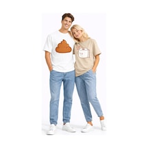 Nevermind Sevgili Kombini Eğlenceli Baskılı Çift Tişört Oversize Unisex Par Beyaz