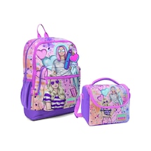 Coral High Dört Bölmeli Kız Çocuk Okul Sırt Çantası ve Beslenme Seti - Pembe Mor Fashion Girl