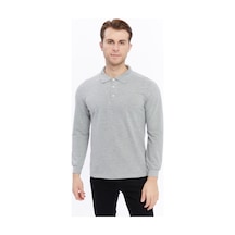 Uniprom Erkek Uzun Kollu Polo Yaka Pamuk Tişört Uzun Kollu T Shirt Gri Melanj Gri Melanj