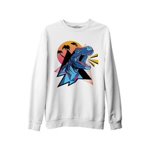 Dinosaur Shouting From A Triangle Background Beyaz Erkek Kalın Sweatshirt 001 Dinosaur Shouting From A Triangle Background Beyaz Erkek Kalın Sweatshirt 001