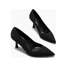 Mira Hakiki Deri Astar Siyah Saten Kadın Klasik Topuklu Ayakkabı Stiletto
