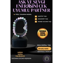 Aşk Ve Sevgi Bilekliği Amazonit Taşı Pembe Kuvars Taşı Ametist Taşı Bileklik Karışık Renk Karışık Renk