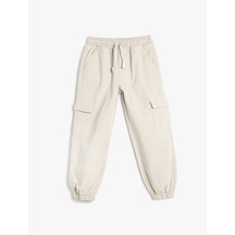 Koton Beli Bağcıklı Kapaklı Cep Detaylı Pamuklu Jogger Pantolon Taş 5skb40018td Taş