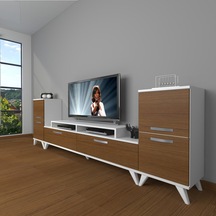 Decoraktiv Ekoflex On2 Slm Retro Tv Ünitesi Tv Sehpası Beyaz - Ceviz