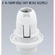 E14 Yarım Dişli Geçmeli Beyaz Duy