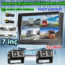 2 Adet Ledli Metal Kasa Kamera Ve 7 İnç Kayıtsız Monitör 12-24