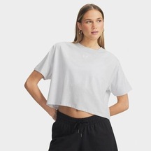 Under Armour Rival Boxy Solid Kadın Gri Yuvarlak Yaka Tişört