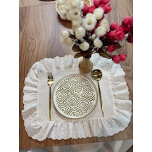 % 100 Pamuk Fisto Fırfırlı Supla & Amerikan Servisi 35x45 Cm Bej