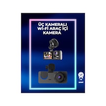 Ön + 720p Arka & İç Kamera Suya Dayanıklı Araç Güvenlik Kamerası