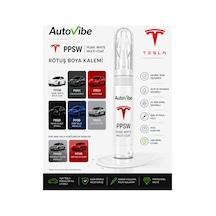 Tesla Rötuş Boyası Ve Rötuş Çeliği Seti Kalemi Ppsw Pearl White Multi-coat 2 Si 1 Arada