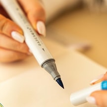 12 Li Çift Uçlu Alkol Bazlı Marker Kalem Seti Brush + Chisel Diğer