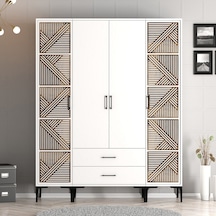 Variant Kumsal 4 Kapılı Ptp Gardrop - Beyaz / Beyaz