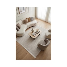 Leiva Home Bej Beyaz Bohem Bukle Dokulu Yumuşak Modern Saçaklı Salon Yatak Odası Mutfak Halısı
