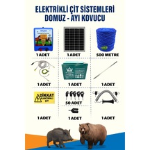 500mt 1-5 Dönüm Ayı Kovucu Elektrikli Çit Sistemi Kapı Yaylı 24a Akü Ve 25w Güneş Panelli