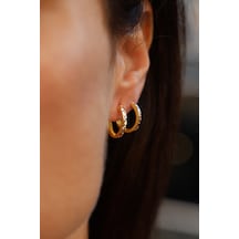 14 Ayar Altın Kalemli Ajda Model Halka Küpe Kp34098 Sarı Altın