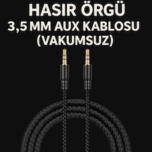 Bezos 1.5 Metre Aux Kablo Hasır Örgü 3.5mm Aux Kablosu Vakumsuz Bty Standart