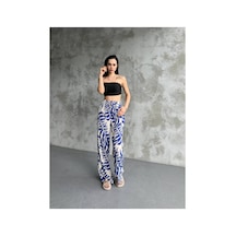 Asur Boutique Asur Butik Kadın Dokuma Viskon Palazzo Pantolon Mavi