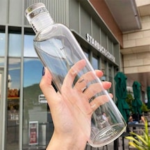 Porsima 2407 Cam Su Şişesi Su İçme Saatli Matara Suluk 750 Ml