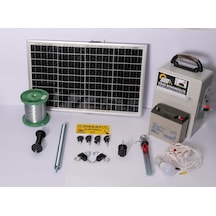 Elektrikli Çit 24ah-set4 Domuz Kovucu Cihazı 50 Watt Paneli 500metre Galv.-ağaç