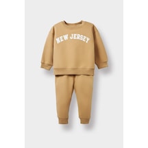 Defacto Erkek Bebek 2li Takım Baskılı Sweatshirt Eşofman Altı E8985a525aubg109 Bej