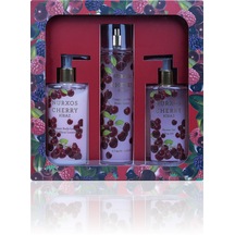 Nurxos 9887 Cherry Kiraz Hediyelik Kutulu 3'lü Set Vücut Spreyi & Losyon & Duş Jeli