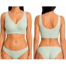 Best Bra Lazer 85 Dikişsiz Fitilli Lazer Kesim Balensiz Konfor Sütyen Bralette Su Yeşili
