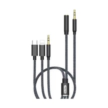 Go Des GAC-368 5 in 1 Aux Audio Ses Kablosu Tak-Çalıştır - 3.5mm (Erkek/Dişi) & Type-C & Lightning - ZORE-220423