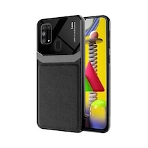 Samsung Galaxy Uyumlu M31 Kılıf Lens Deri Görünümlü Tpu Kapak
